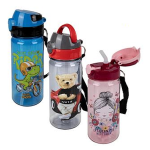 Plastic BPA FREE Water Bottle 500ml, with straw          